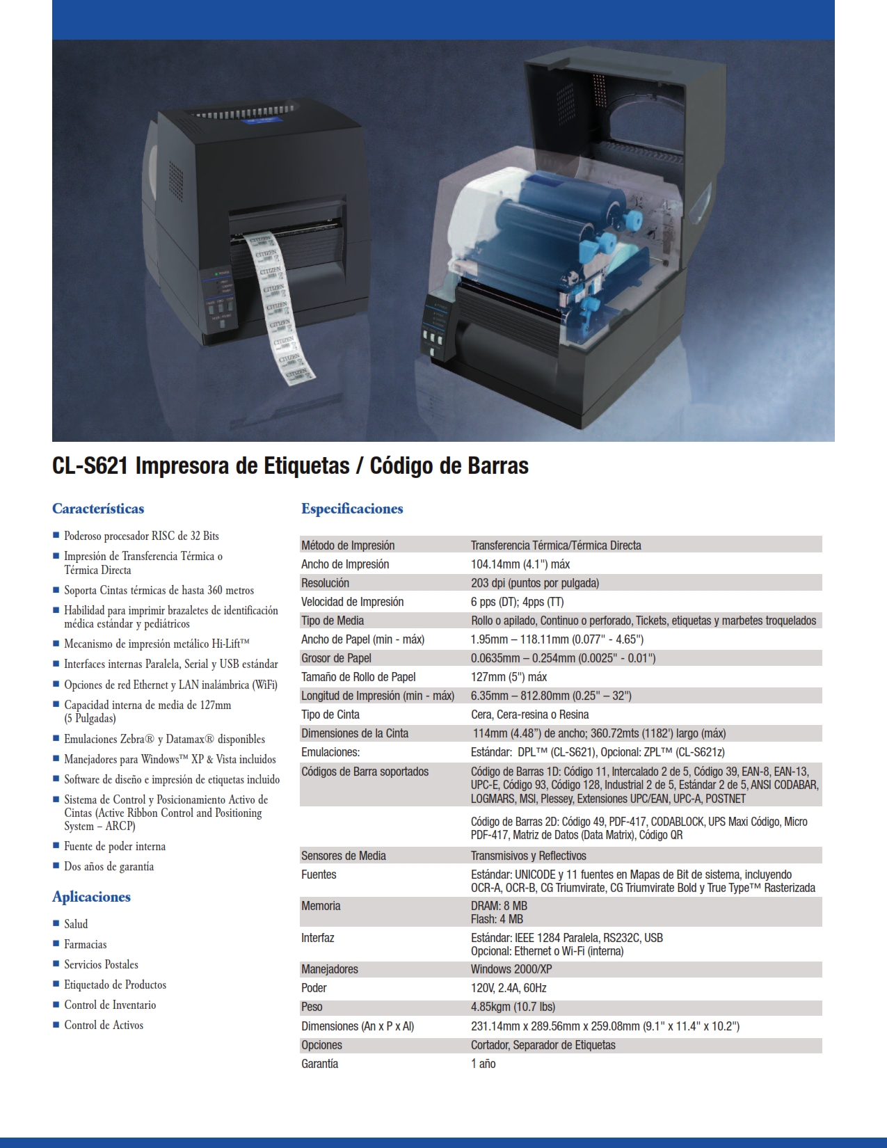 IMPRESORA DE ETIQUETAS CITIZEN CL S621 002